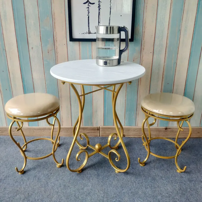 Маленький круглый стол из кованого железа Европейский кованый столик с