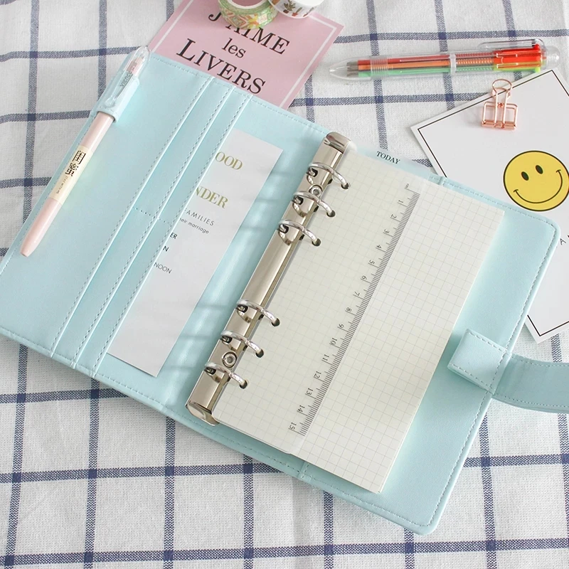 

Macaron PU Notebook Planner Organizer binder Diary Schedule book planner diary Loose-leaf binder School supplies A5 A6