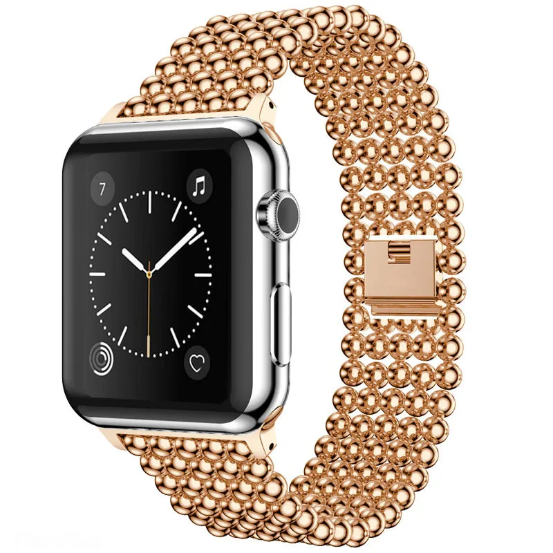 Ремешок для часов Apple Watch 5/4, 38 мм, 40 мм, 42 мм, 44 мм, модный ремешок из нержавеющей стали с бусинами для Iwatch 5, 4, 3, браслет