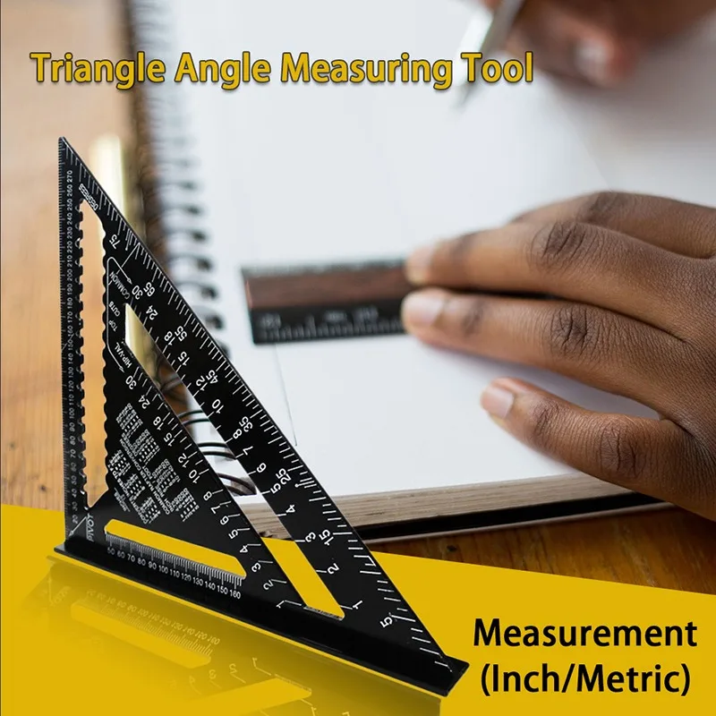 

Triangle Ruler 7inch Aluminum Alloy Angle Protractor Speed Metric Square Measuring Ruler For Building Framing Tools Gauges