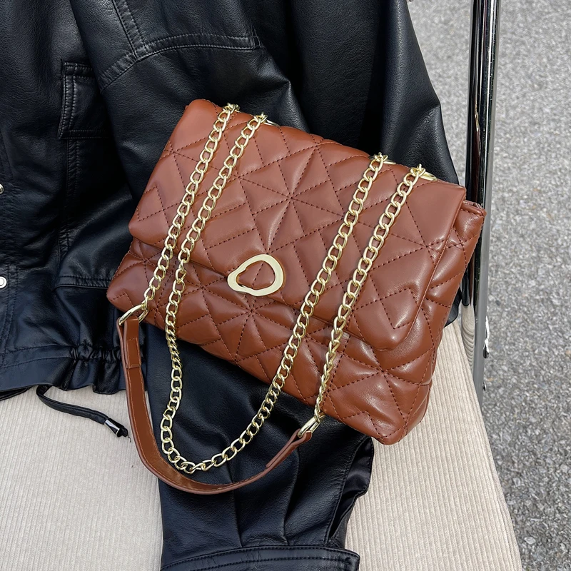 

Metal Chain Shoulder Bag Female Women's Brand Quilted Flap Bags Fashion Crossbody Bag For Women 2022 Large Capacity Totes Bag