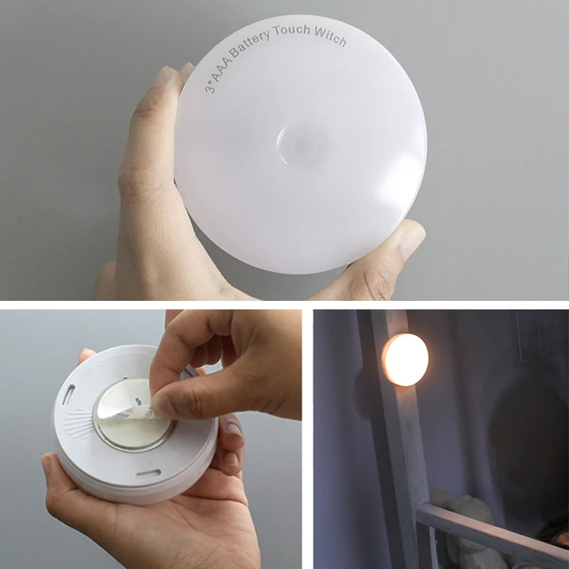 Светодиодный сенсорный выключатель ночник с батареей AAA теплый/белый свет