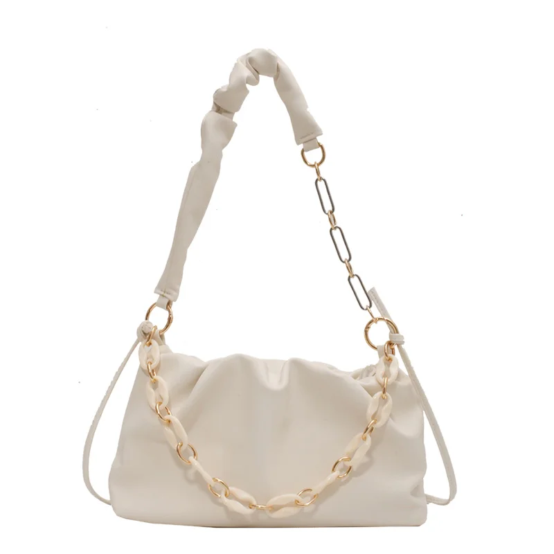 

[BXX] Simple PU Leather Pleated Crossbody Bags For Women 2021 Summer Branded Shoulder Bag Trending Luxury Travel Hand Bag HS954