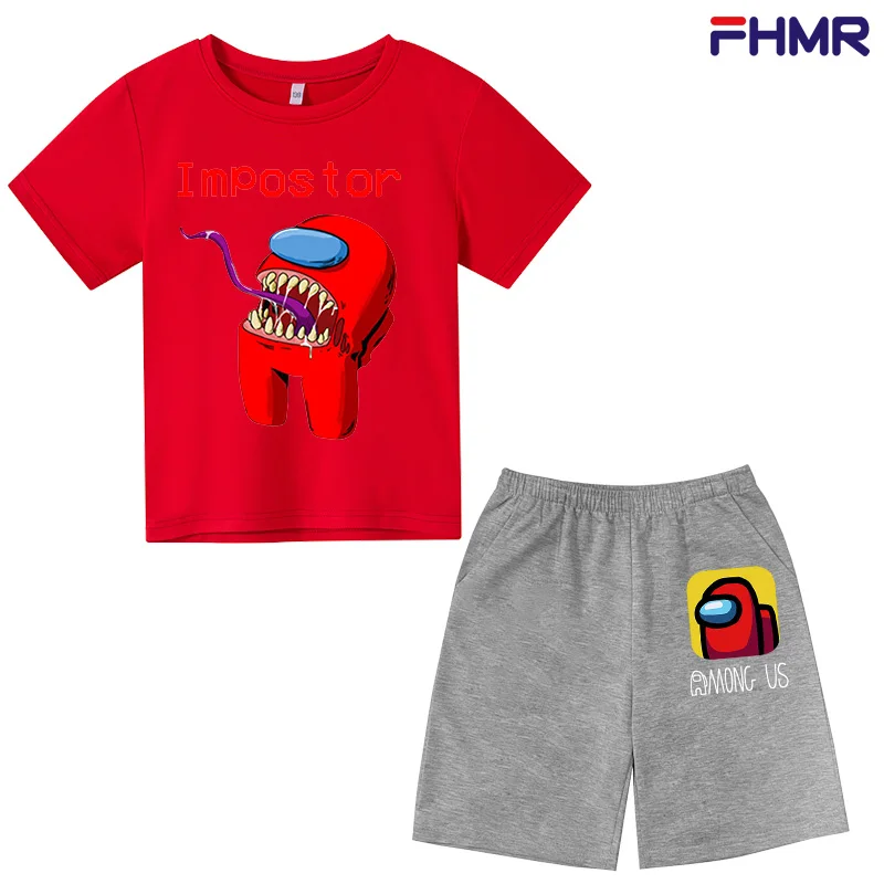 

2021 Kids among Us Summer Girl T-shirt Set Breathable Wear High Quality Printed T-shirt + Casual Pants 2-piece Children's Sports
