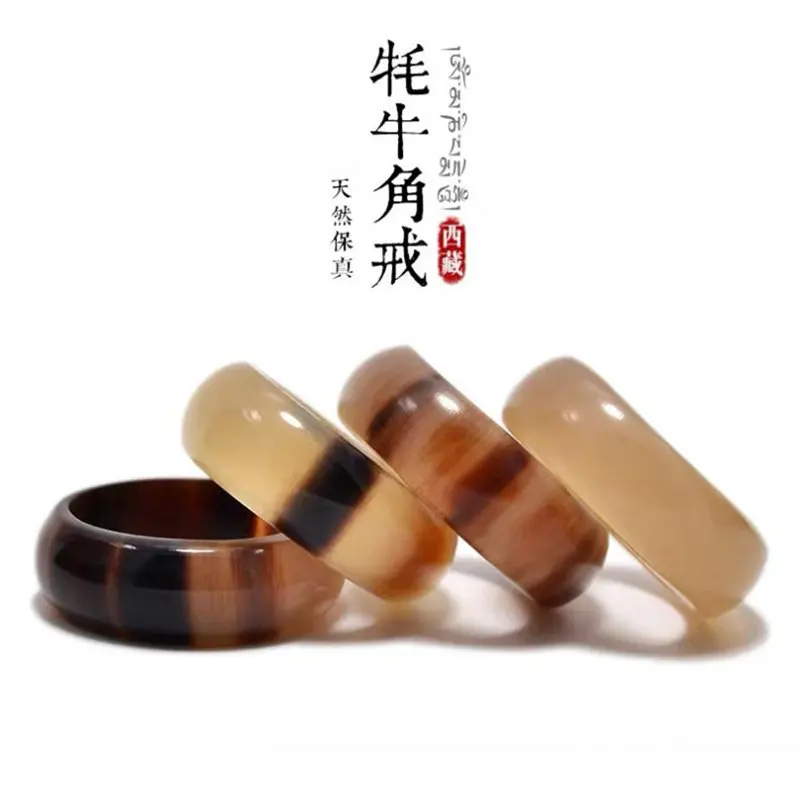 Натуральный Рог яка кольца для мужчин тибетское кольцо R105 | Украшения и