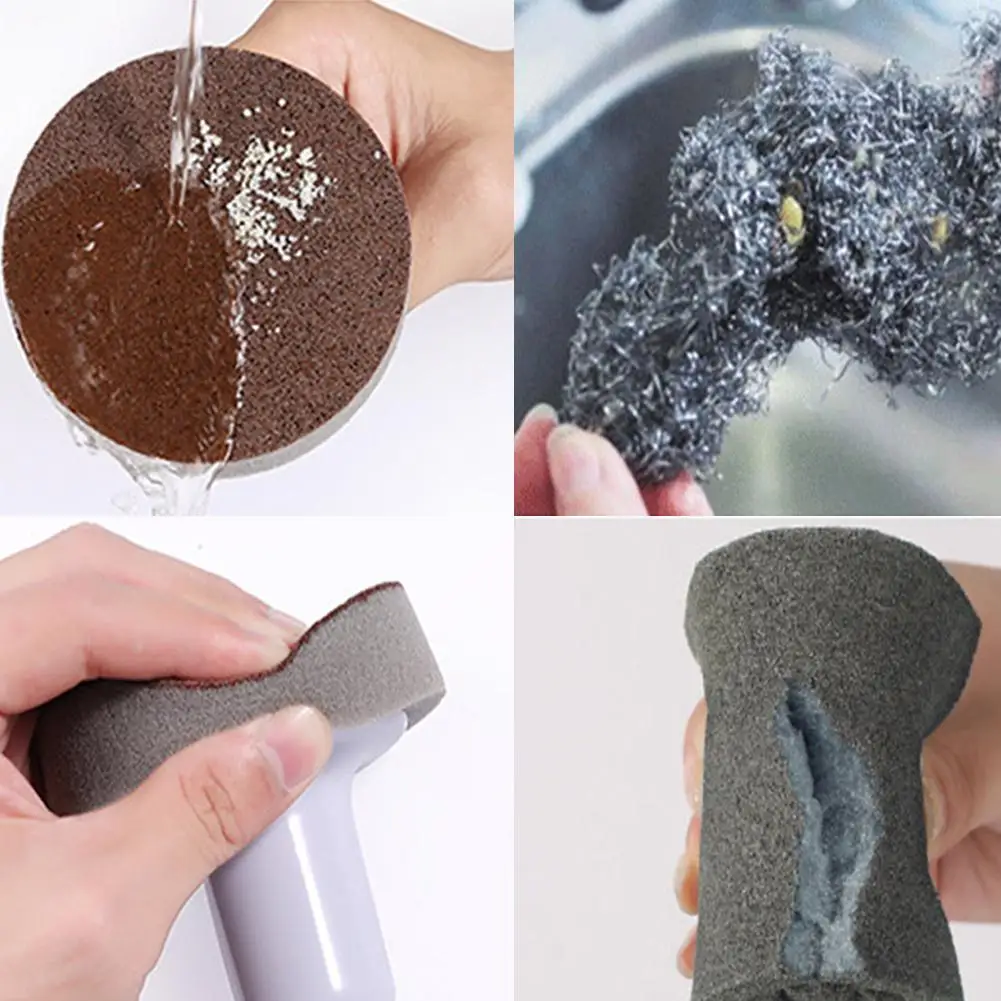 

Kitchen Magic Clean Rub Pot Cleaner Brush Rust Focal Stains Sponge Brush Home Household Tools with Handle Rub Kitchen Nano Emer