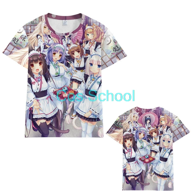 Cos School Nekopara футболка для косплея шоколадные Ванильные костюмы летние топы мужчин