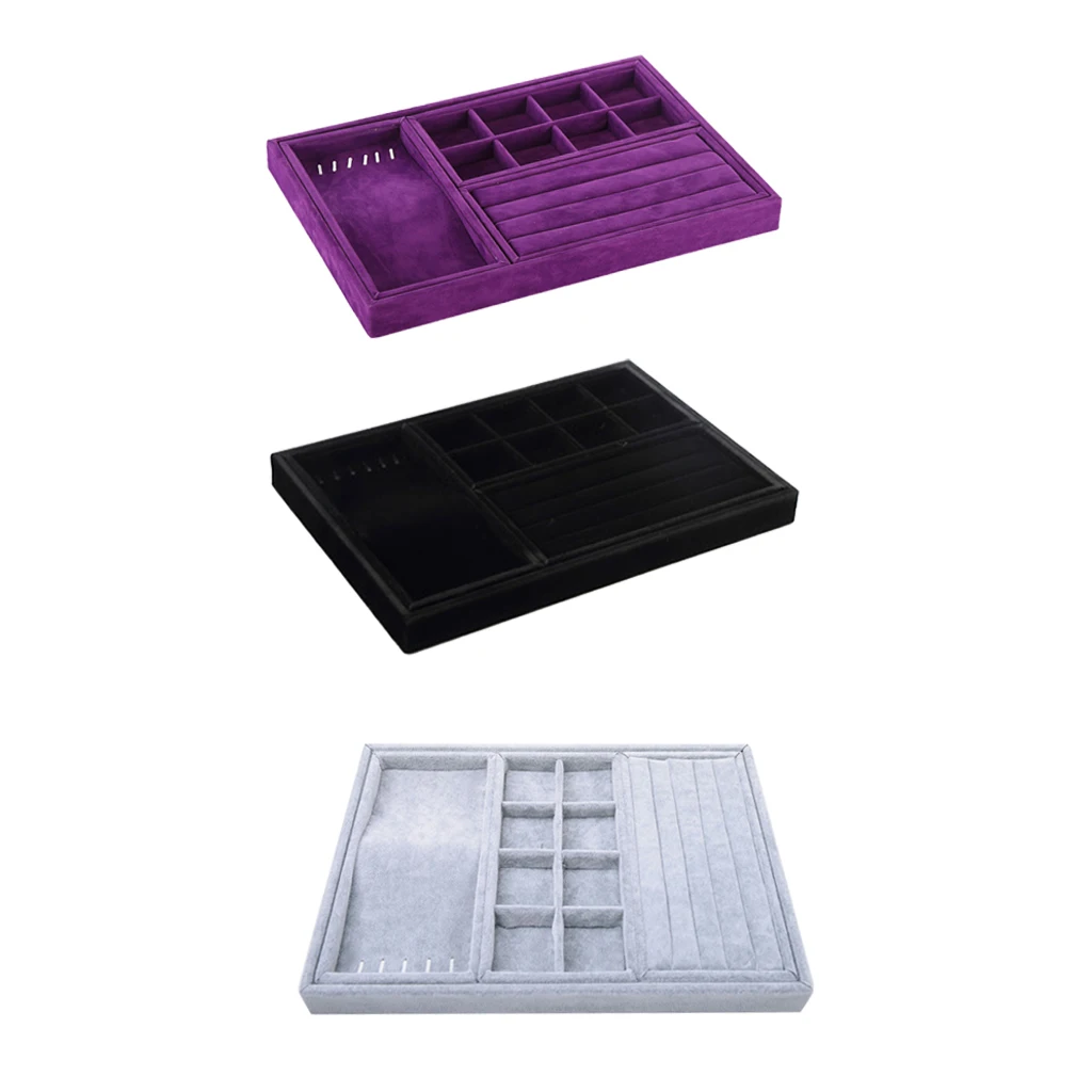 

Velvet Earrings Organizer Tray Jewelry Display Case Storage Holder Box Chest