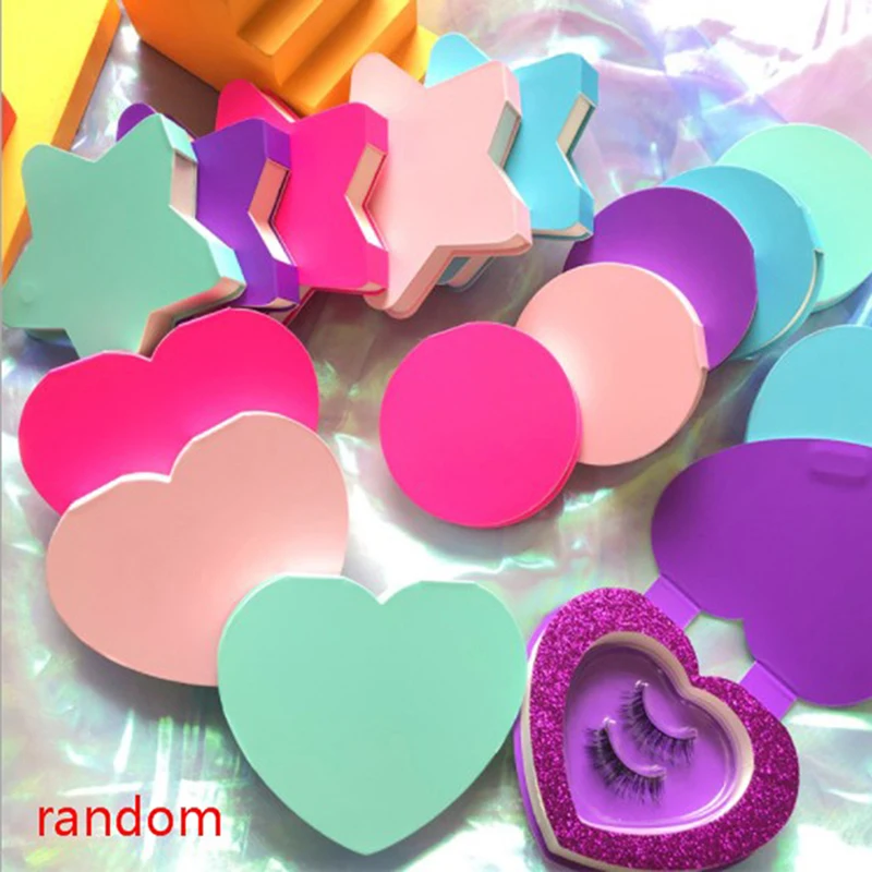 

1PCS Eyelash Pink Heart Star Shaped Packaging Box Lashes Boxes Empty Magnet Eyelash Package Boxes Case 8-25mm Lashes Random