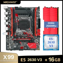 MACHINIST X99 Motherboard LGA 2011-3 Set With Xeon E5 2630 V3 CPU Processor DDR4 16GB(2*8GB) 2666Mhz RAM Memory M-ATX X99-RS9