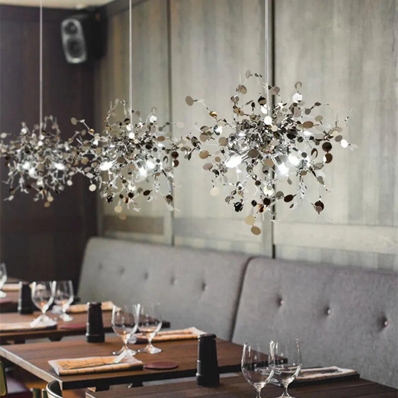 Подвесная лампа в скандинавском стиле креативный светильник серебряного цвета