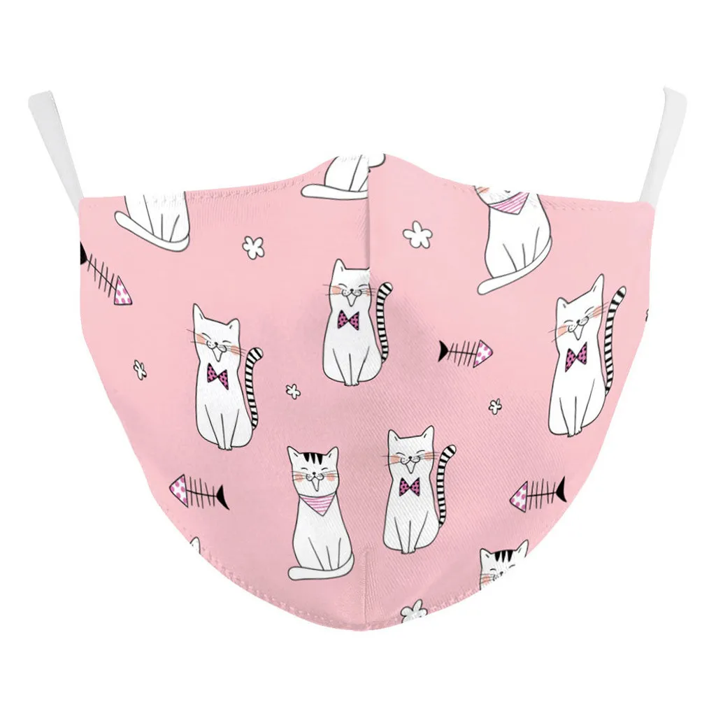 

1PCS Washable Reusable Polyester Face Mask Fashion Cute Cat Printed Mouth Mask Adult Mask Mouth Mask With Design Cubrebocas