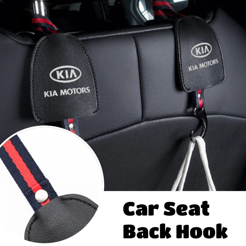 

PU Leather Car Badge Emblems Seat Back Hook Portable Hanging Bag Rack KIA K2 K3 K5 k9 Sorento Sportage Rio Interior Accessories