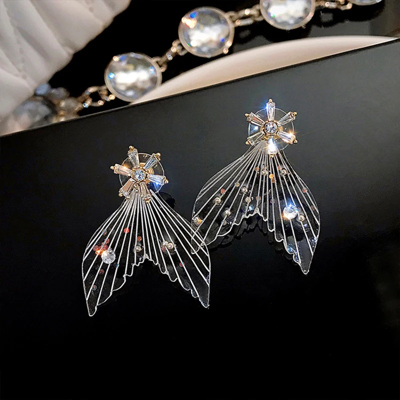 

Прозрачные Серьги «рыбий хвост» дизайнерские серьги 2020 новые модные корейские темпераментные сетчатые красные серьги простые серьги