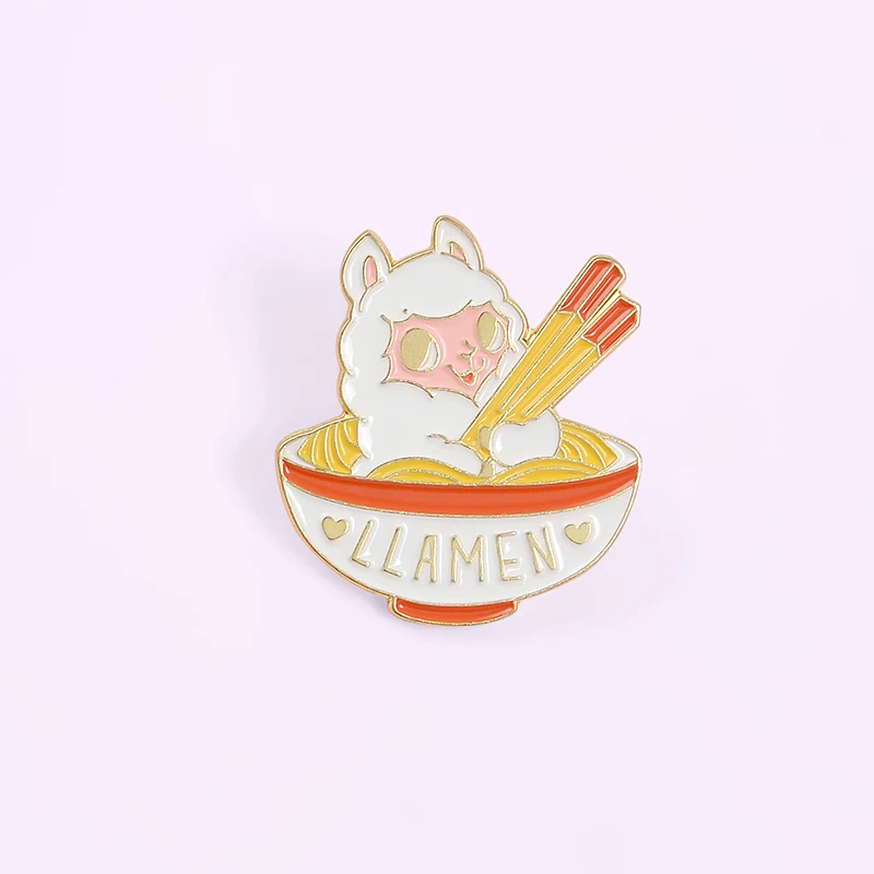 Lapel Pin Cartoon Bowl Little Sheep Noodles Enamel Brooch Clothes Badge Jewelry Gift For Friends Kids | Украшения и аксессуары