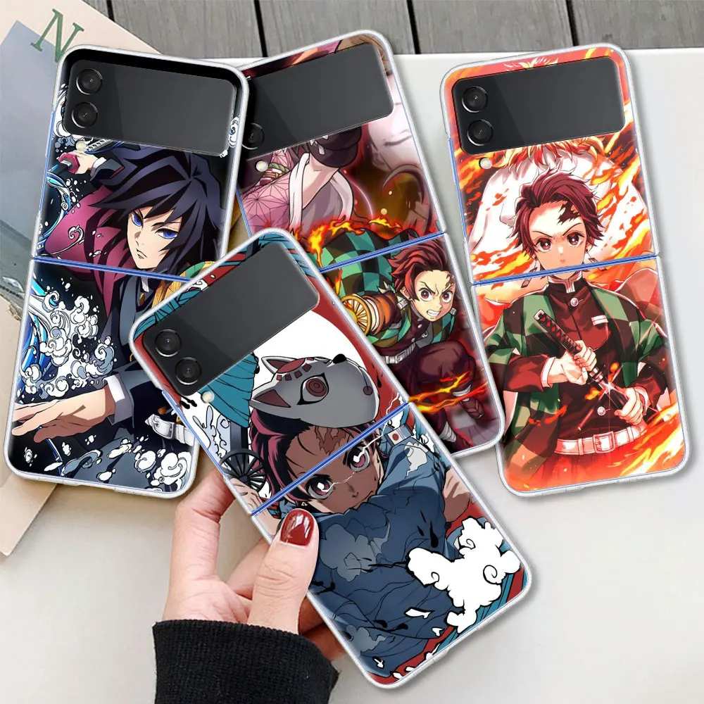 

Anime Cartoon Demon Blade Cell Phone Case For Samsung Galaxy Z Flip 3 5G Translucent Casing ZFlip 6.7Inch Capa Hard Shell Fundas