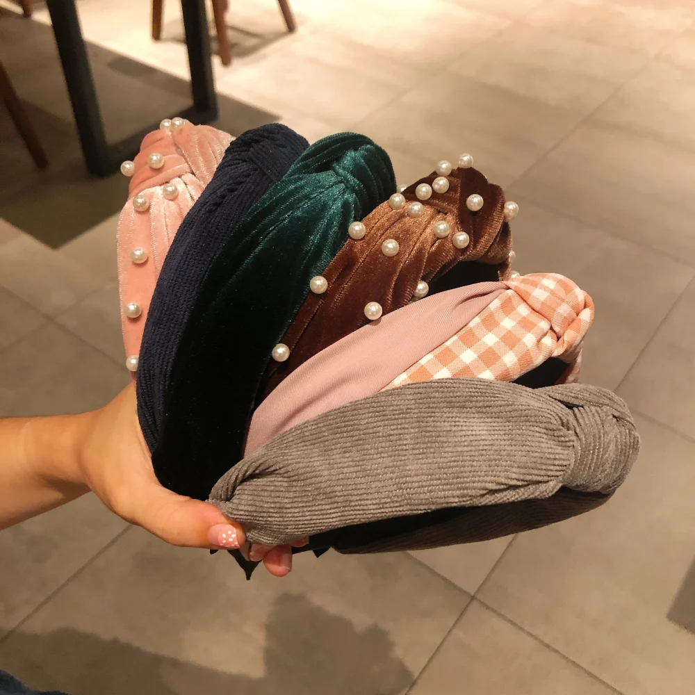 Женский обруч для волос в богемном стиле элегантные жемчужные повязки с узлом