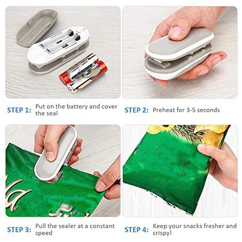 

Mini Bag Sealer Releaser-Chip Bag Heat Sealer 2 in 1 Handheld Portable Food Sealer Machine