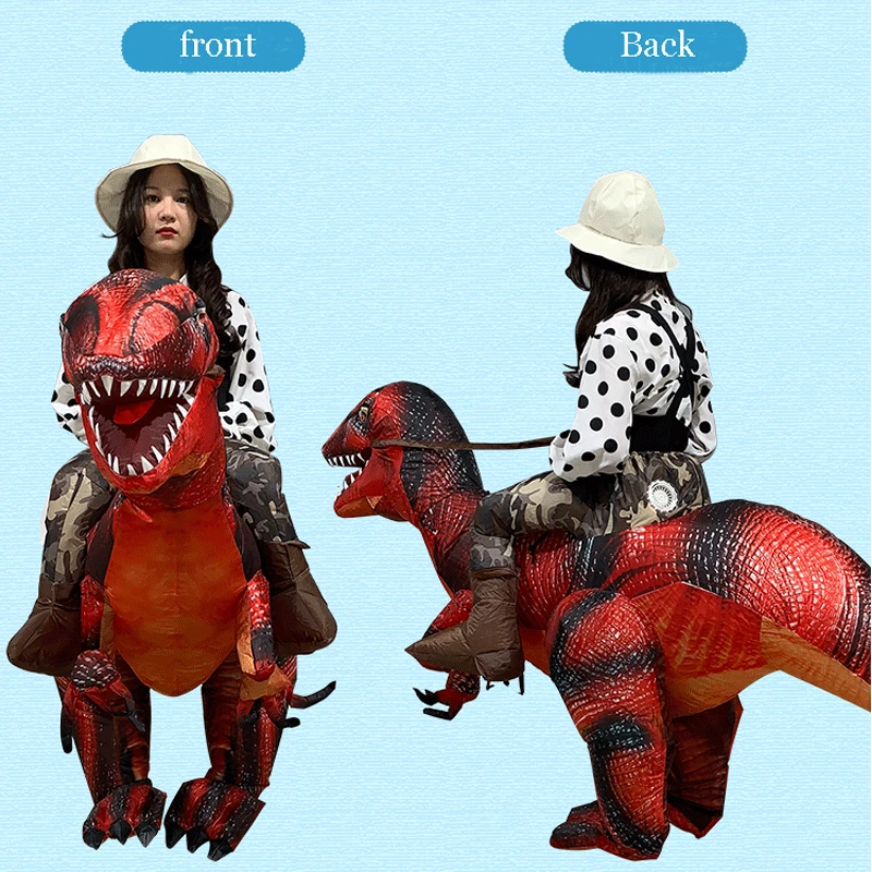 Надувной костюм динозавра для вечерние Рождества T-Rex Велоцираптор взрослых