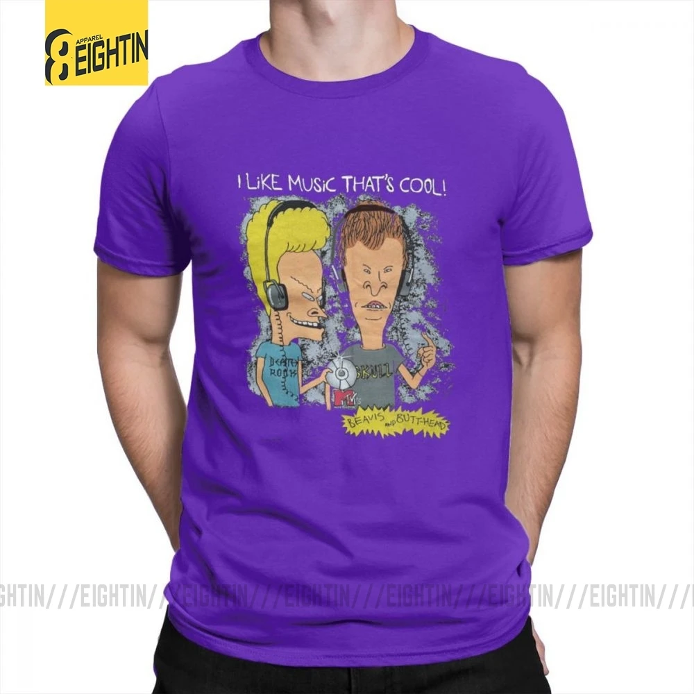 Beavis And Butthead футболки из хлопка с коротким рукавом футболки Awesome MensT модные футболки с круглым вырезом Большие размеры забавные - Цвет: Фиолетовый