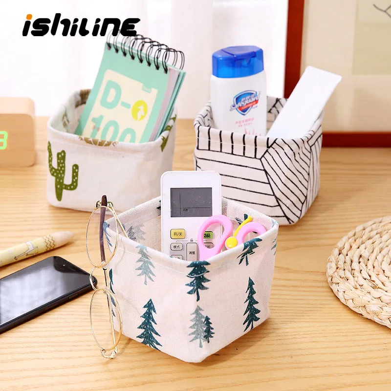 Мини Настольная корзина для хранения с милым принтом водонепроницаемый