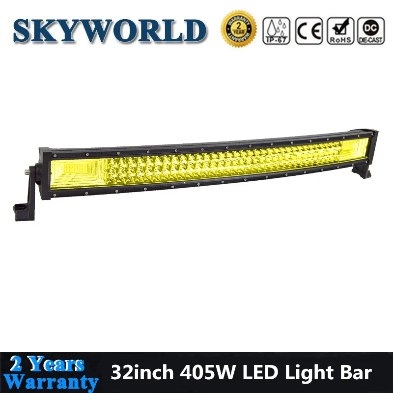 

32inch Yellow Curved LED Light Bar Spot Flood Combo LED Bar Offroad Fog Lamp For Car Bumper Roof Light Driving Truck SUV ATV 4x4