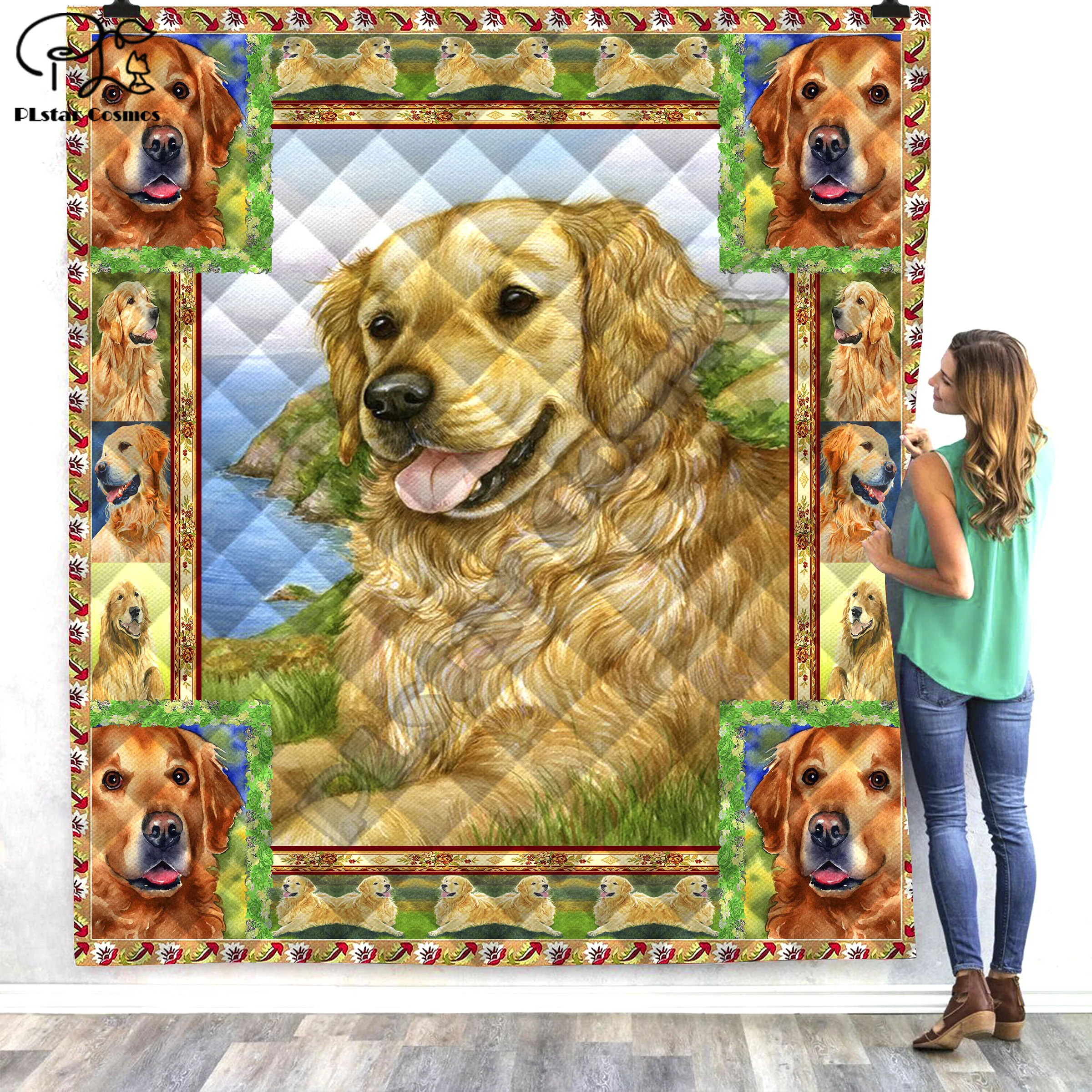 

Pet Puppy Cute Dog 3D Quilt Blanket For Kids Adults Bedding Throw Soft Warm Thin Office Blanket With Cotton Quilt style-12