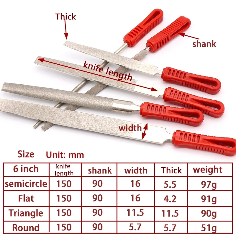 

1pcs 6/8/10/12 inch Diamond File Assorted Rasp Diamond Needle Knife Woodworking Repair Jewelry Wood Grinding Hand File Tools