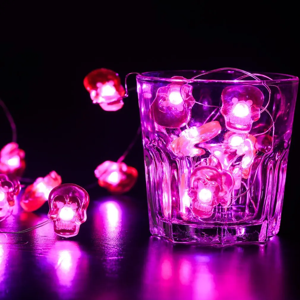 20 светодиодный светильник-гирлянда s в форме черепа медный провод AA питание от