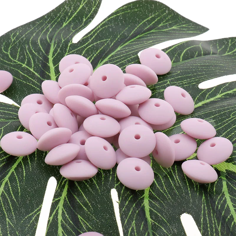 Mordedor plano de silicona para beb&eacute;, cuentas de lentejas sin BPA, collar de dentici&oacute;n para reci&eacute;n nacido, joyer&iacute;a artesanal, juguetes de enfermer&iacute;a encantadores, 100 piezas, 12mm x 6mm-2