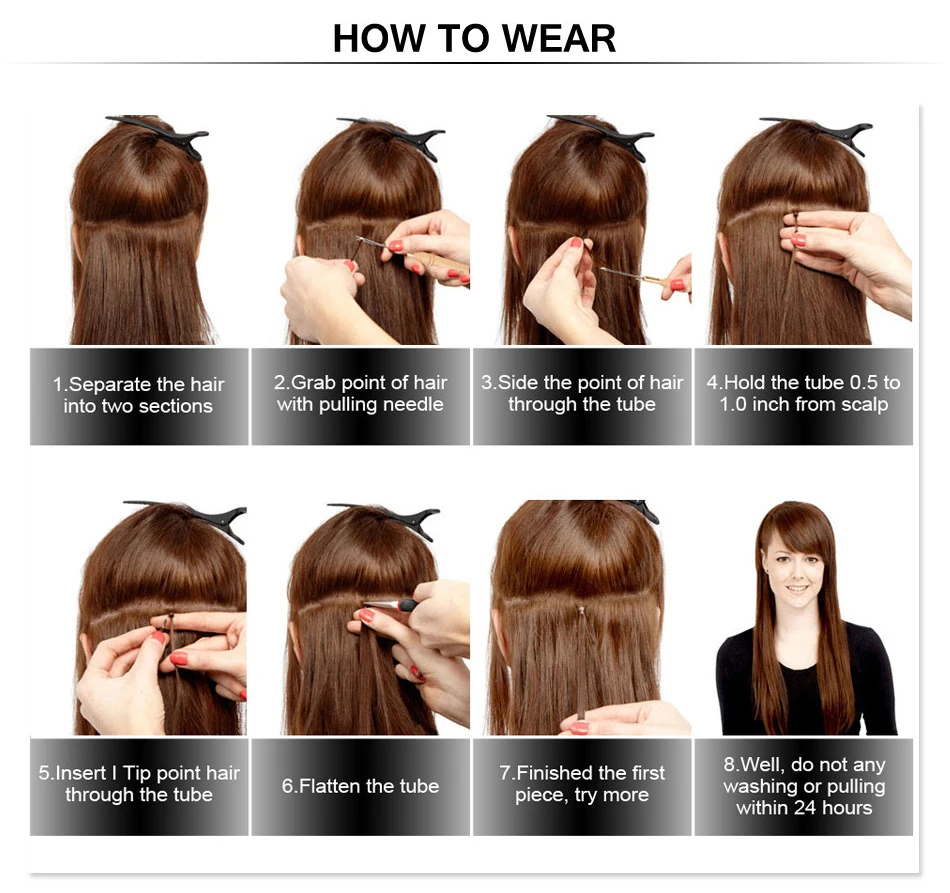 EVAGLOSS 0 5 г/прядь с микрозвеньями/кольцо для наращивания волос Remy нанобусины Micro