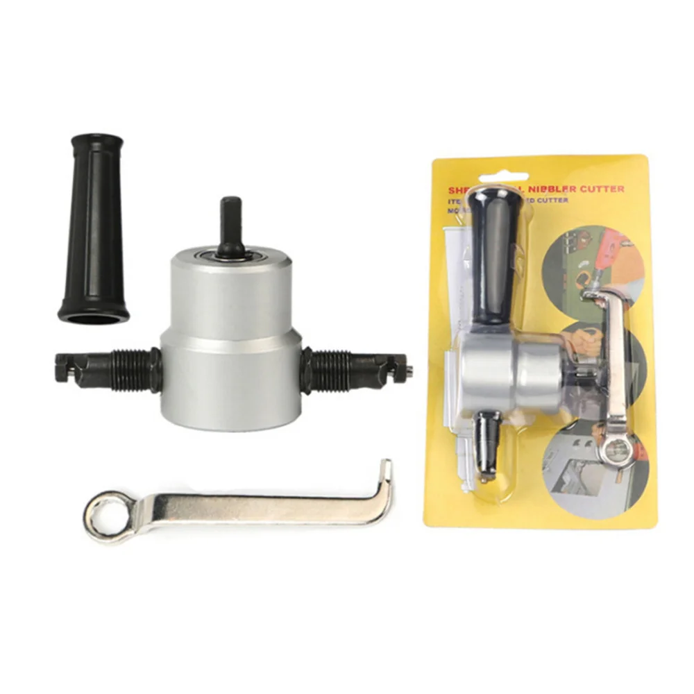 

Dual Head Sheet Nibbler Metal Cutter Hole Drill Attachment