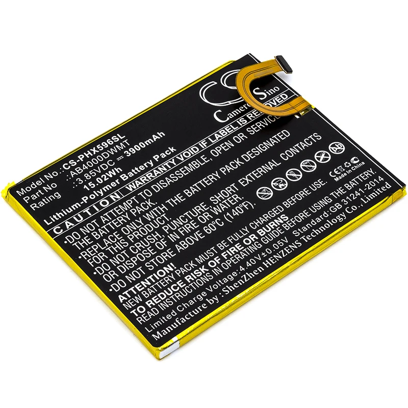 

CS 3900mAh / 15.02Wh battery for Philips Xenium CTX596, Xenium X596 AB4000DWMT, AB4000DWMV