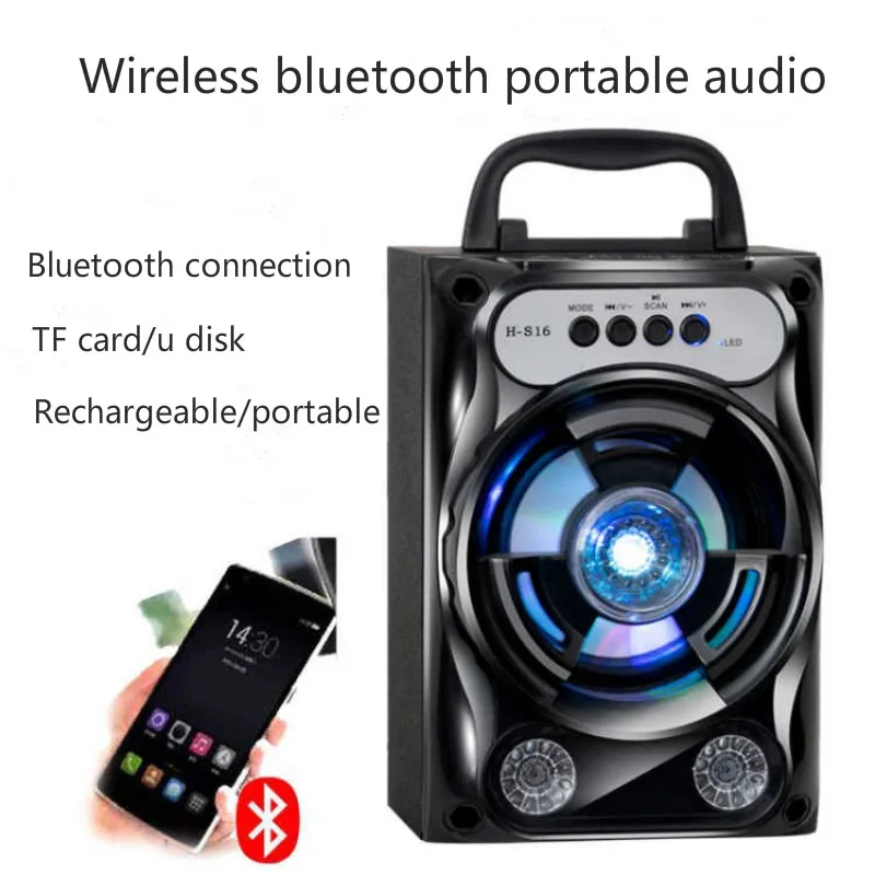 Портативная беспроводная Bluetooth Колонка B16 3D стереоскопическая объемная TF карта TWS