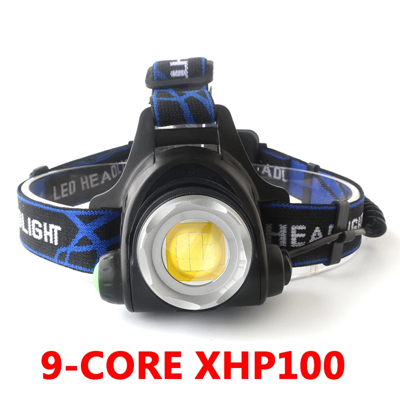 

Sensor Switch Head XHP100 9-core The Most Brightest Led Headlamp Zoomable Flashlight Lamp Torch Usb Rechargeable Headlights