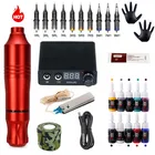 Полный комплект машины для татуировки для перманентного макияжа, ротационный пистолет, источник питания для татуировок, картриджи, иглы, аксессуары для машинки