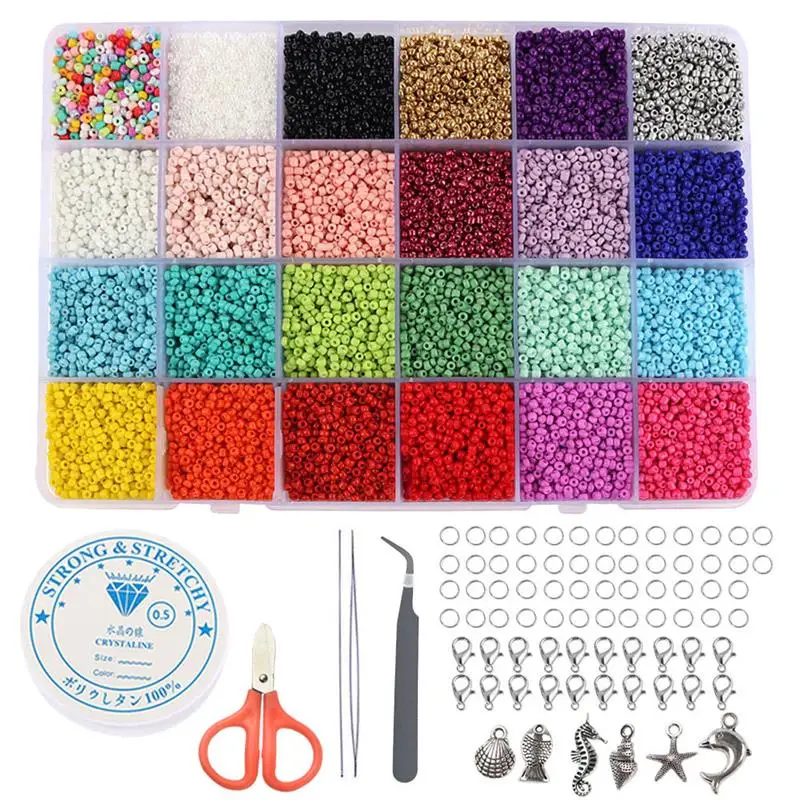

Jewelry Making Kit Czech Charm Glass Seed Beads Set Lobster Clasps Beading Cord For DIY Earring Bracelet Necklace Jewelry Making