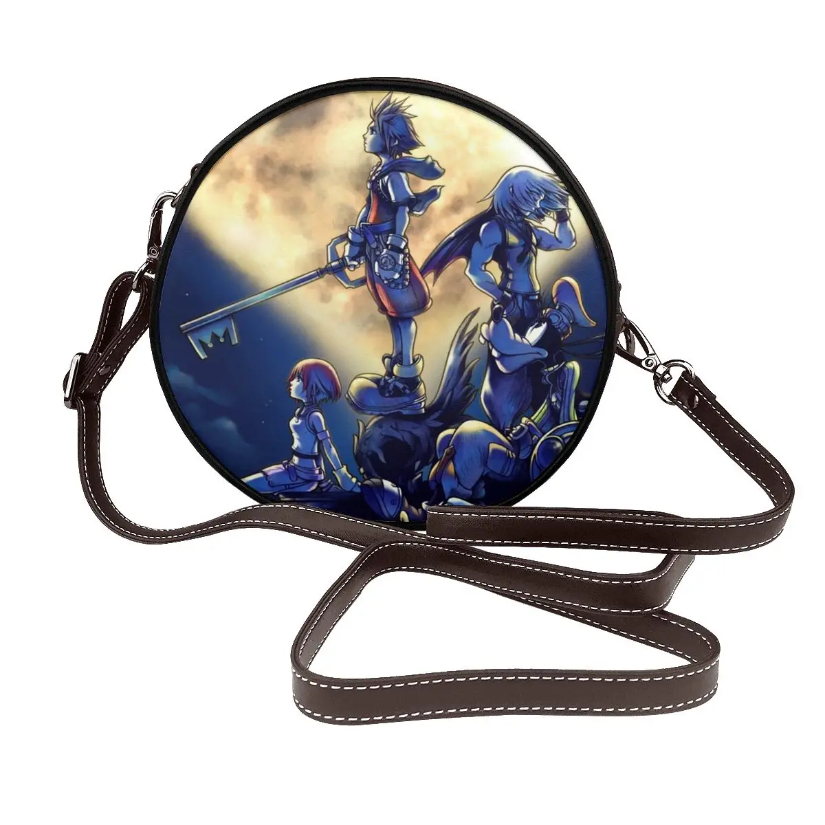 

Kingdom Hearts Book Shoulder Bag Japanese Anime Retro Leather School Round Bag Student Gifts Purse