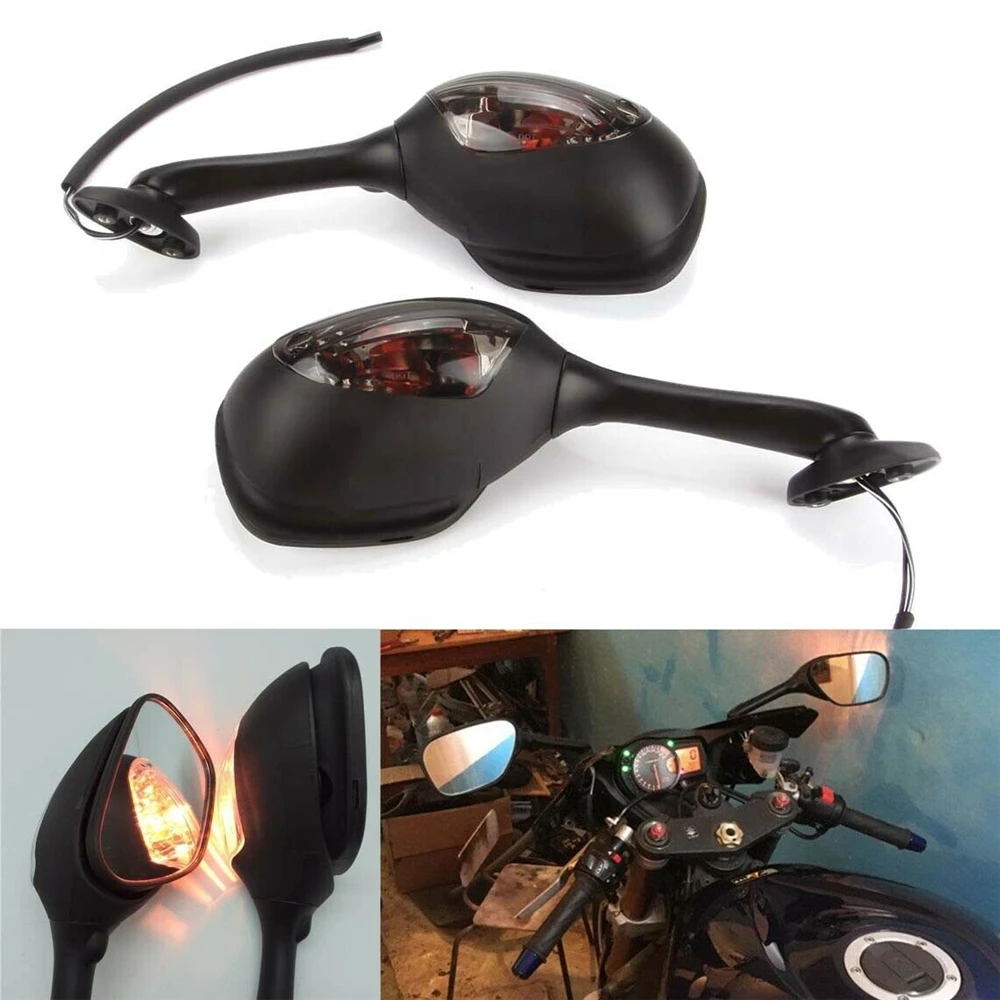 

Motorcycle Rear View Side Mirrors with Amber Turn Signals for Suzuki GSXR 600 750 2006-2012 GSXR 1000 2005-2010 K5 K6 K7 K8 K9
