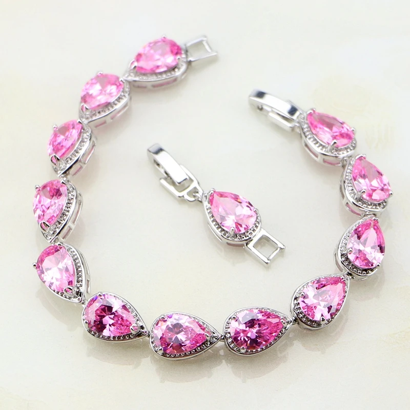 2016 высокое качество капли воды Mytic розовый CZ 925 Стерлинговое серебро ювелирные