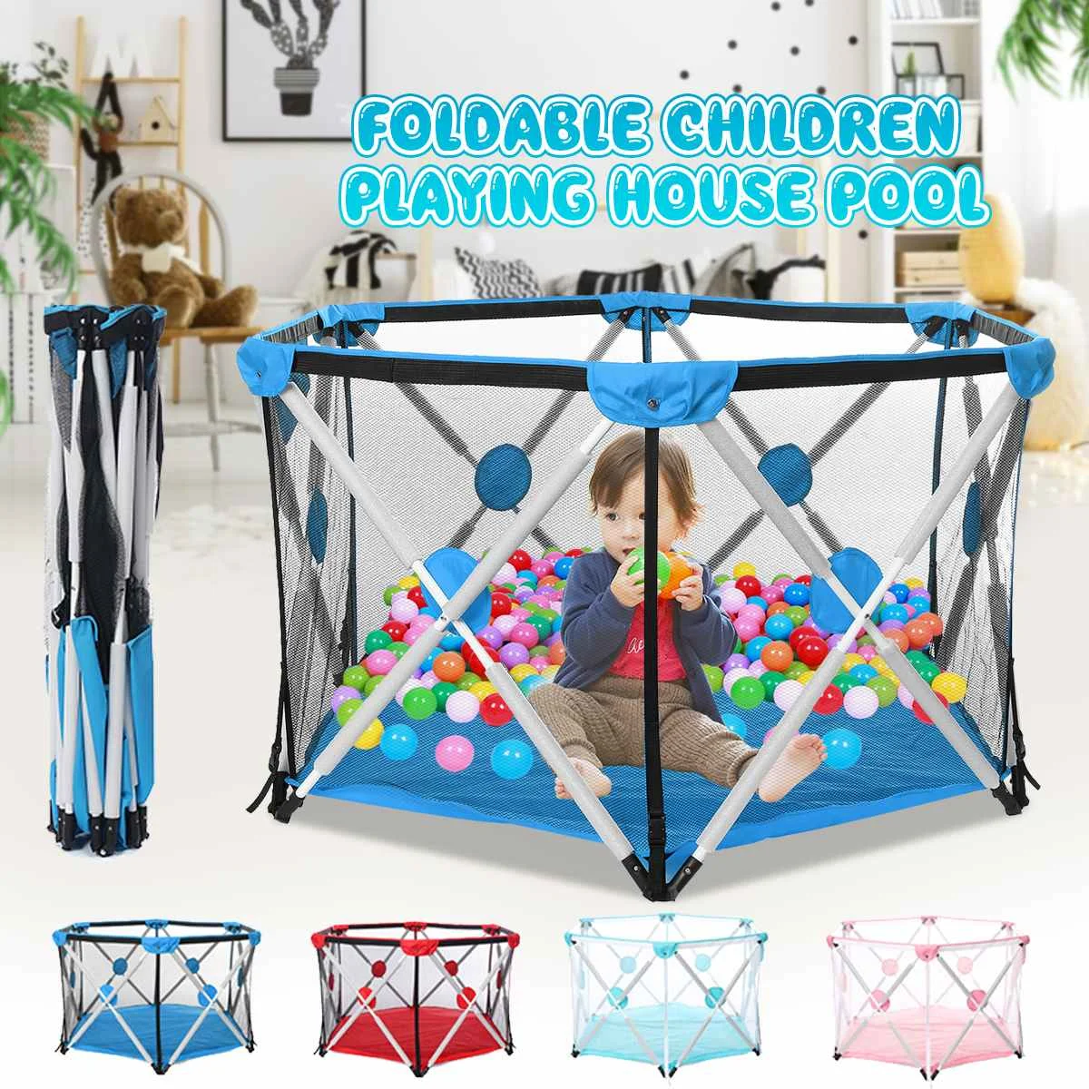 

Foldable And Easy To Collect Playpen For Children Indoor Baby Safety Barrier Fence Kids Tent Dry Ocean Balls Play Pool