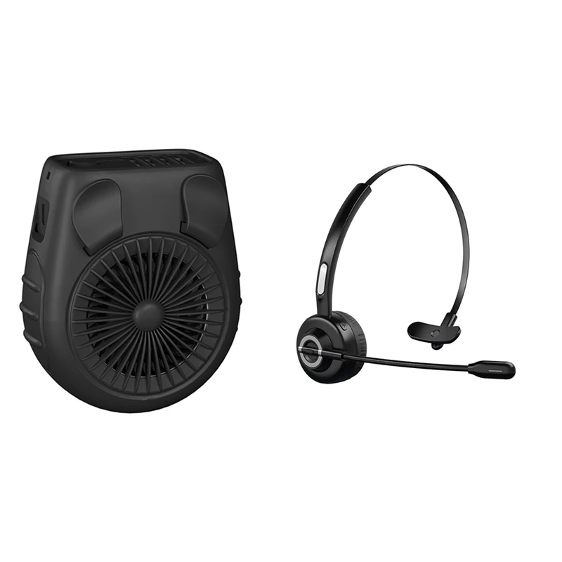 Мини-вентилятор портативный с USB-зарядкой и Bluetooth-наушниками и микрофоном