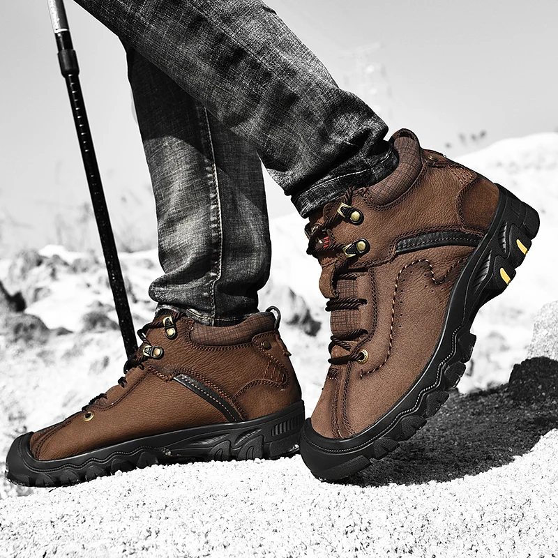 Зимние ботинки мужская обувь кожаные зимние модные мужские рабочие повседневные