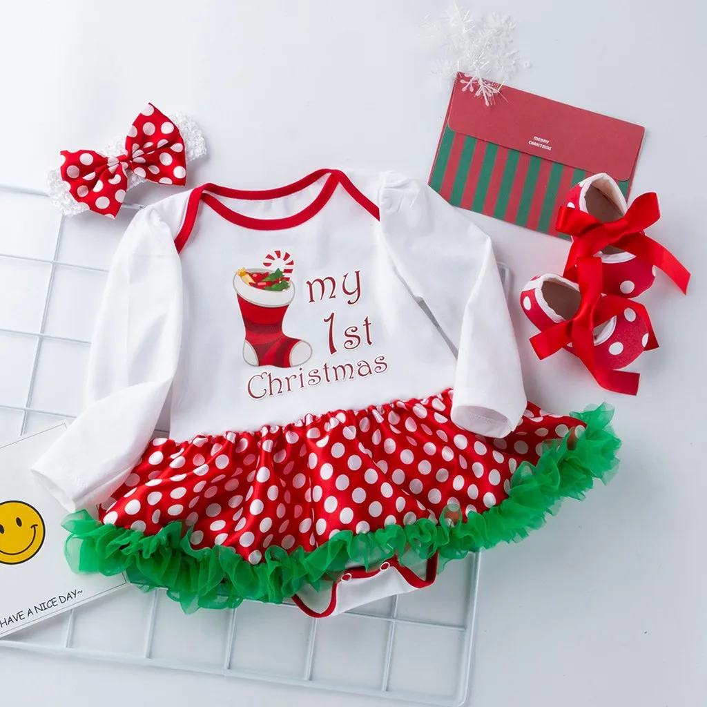 Рождественский комплект из 3 предметов для маленьких девочек зимний комбинезон с