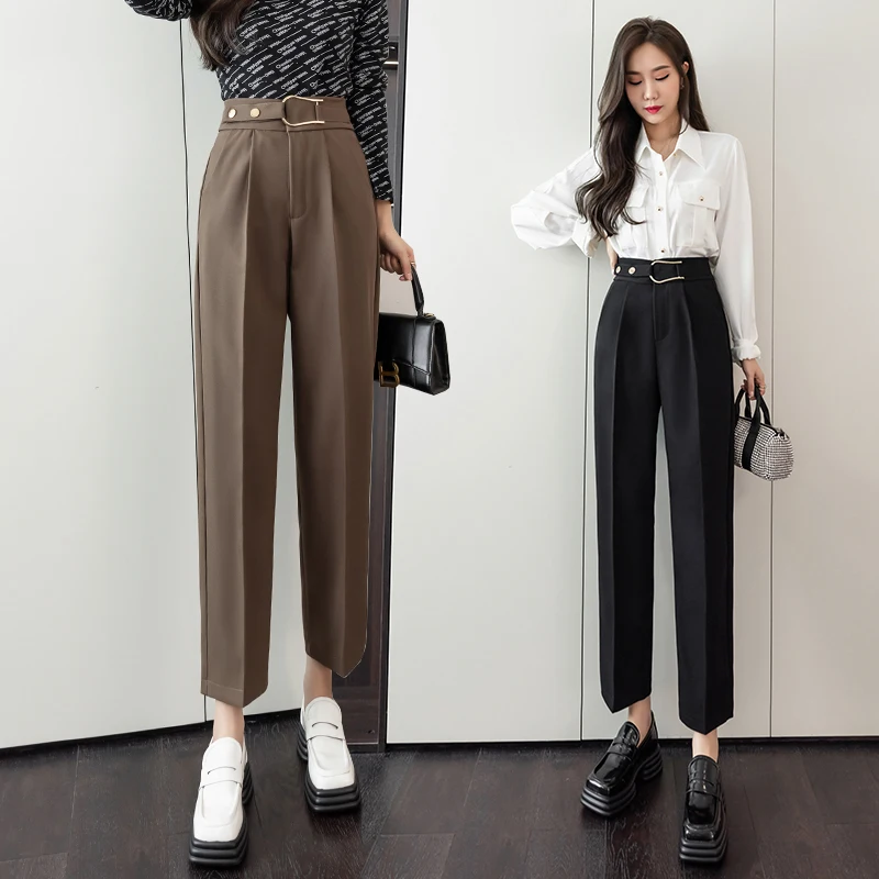 

Korean High Waist Casual Pants Autumn Winter Commuter Pants Thin Suit Pants Elegant Spodnie Dresowe Damskie Trousers Women