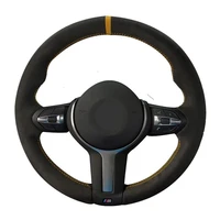 car steering wheel cover hand stitched black suede for bmw m sport f30 f31 f34 f10 f11 f07 f45 f46 f22 f23 m235i m240i parts