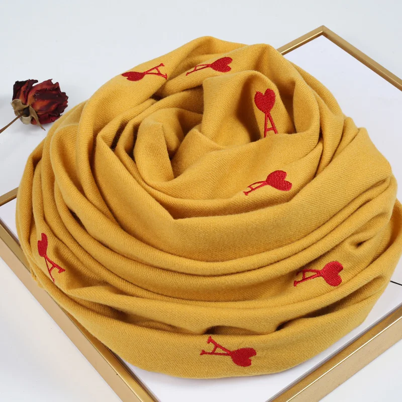 

2020 winter New Handmade pattern cashmere imitation scarf for women fashion thickening warm embroidered long embroidered shawl
