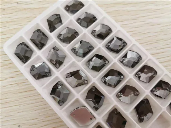 black diamond Стразы Topstone Cosmic с пришивным стеклом 13x17 мм 28 шт. все цвета с плоским основанием 2 отверстия пришивные камни для костюмированного платья - Цвет: black diamond