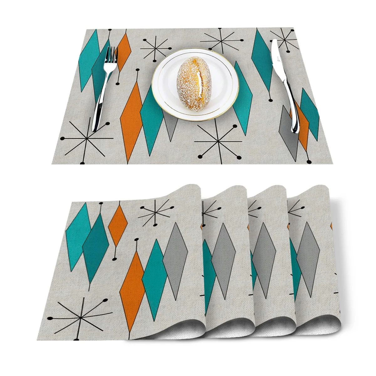 4 6 штук в партии комплект Коврики на стол средневековый ретро с геометрическим