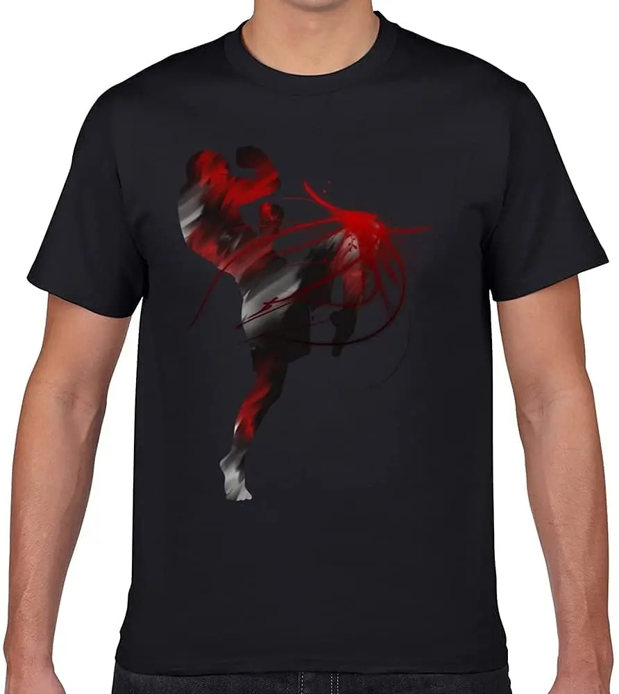 

Muay Thai Casual Black Geek Print Male Tshirt Men Black